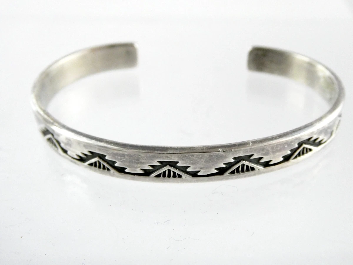 Troy Laner Navajo Native American Sterling Silver Cuff Bracelet