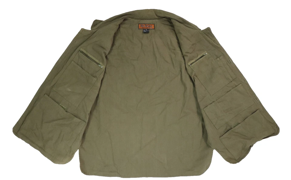 RIO BRAVO EE. UU. Para hombres Talla M Verde Algodón Exterior Trail Chaleco Bolsillos Pesca Caza Foto 4 de 4