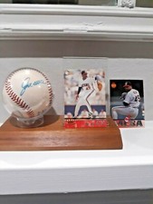 Jose  Mesa Signed Autographed Official Rawlings Baseball & CARD Display INDIANS