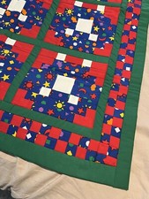 Handmade Baby Quilt Playmat Primary Colors Shapes Teddy Bears 32  x40
