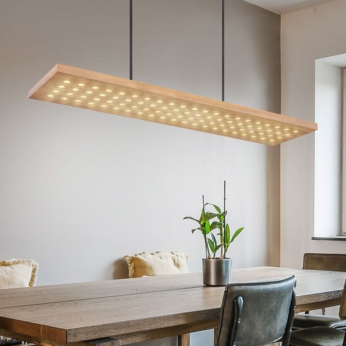 Lampada di Legno Luce a Sospensione Sala da Pranzo Cucina LED 3 Stufendimmer - Foto 3 di 7