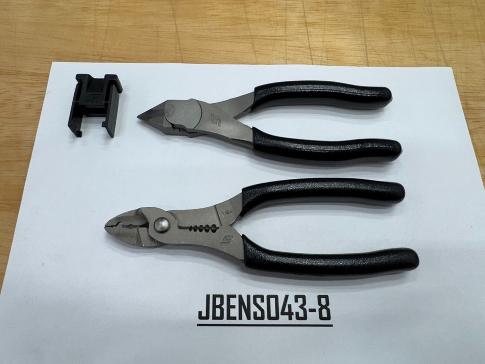 SnapOn Tools NEW 2pc BLACK Flush Cut Stripper / Crimper Pliers Set