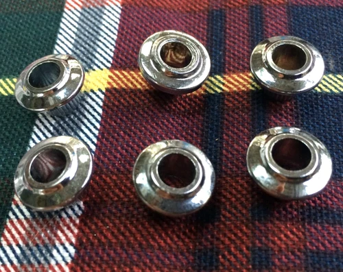 Chrome Vintage 1980s Teisco Plastic Guitar Tuner Bushing Set Guitar Ferrules