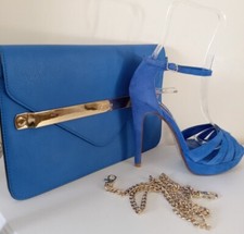 DUNE SIZE 4 37 MIKO SUEDE ELECTRIC BLUE SHOES & DUNE BAG WORN ONCE FAB CONDITION