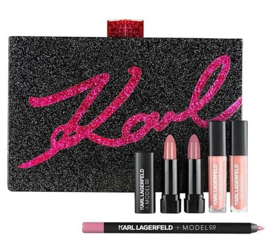 NIB KARL LAGERFELD + MODELCO Kiss Me Karl Minaudière Clutch Mini Lip Kit  ~ NEW
