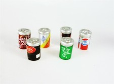 Dollhouse Miniature Set of 6 Soda Pop Cans, IM65512