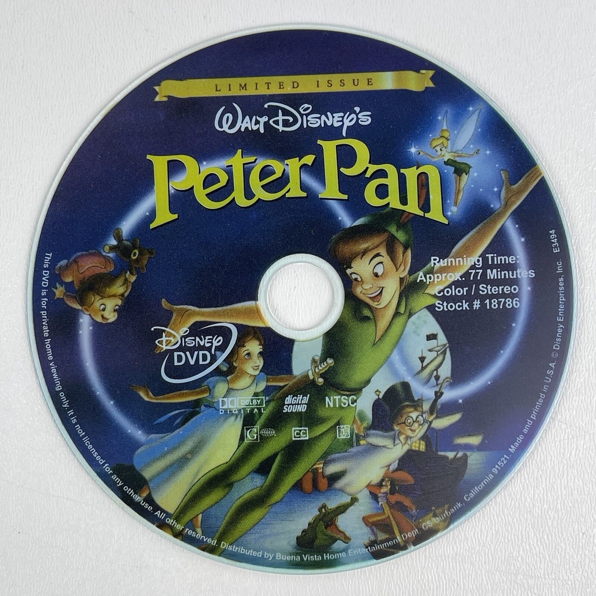Walt Disney Peter Pan Disc Only Limited Issue DVD Buena Walt Disney Peter Pan Disc Only Limited Issue DVD Buena