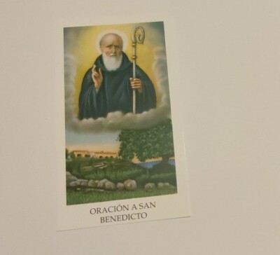 Heiliger Benedikt mit Gebet und Gebet auf Spanisch Heiliger, Holy Card