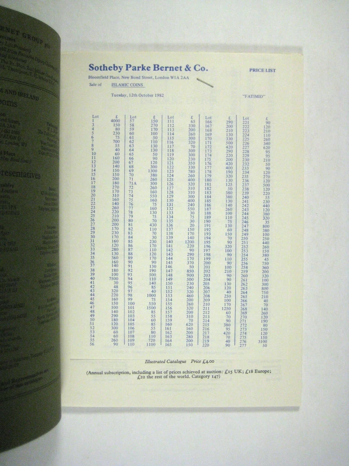 Sotheby's Islamic Gold Coins Catalogue Catalog 1982 London Numismatic PPB - Image 3 of 4