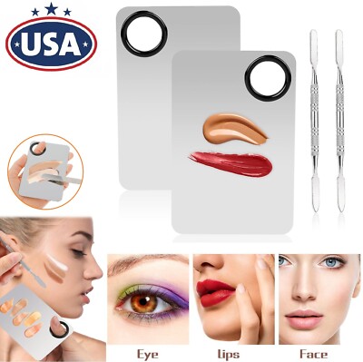 2× Foundation Makeup Mixing Palette Spatula Set Mix Foundation Eye Shadow 4.5 in