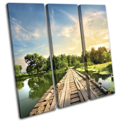 Lake Jetty Pier Bridge Landscapes TREBLE Leinwand Kunst Bild drucken