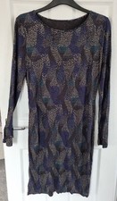 (K) Black Blue White Dress Size 16 Bnwt