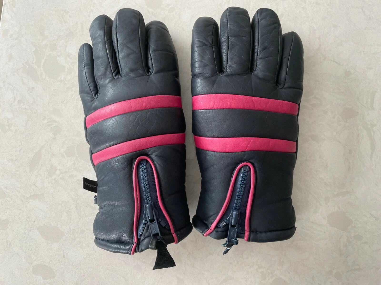 VTG Gordini Women's Ski Snowboarding Gloves Pink Blue Size L Leather