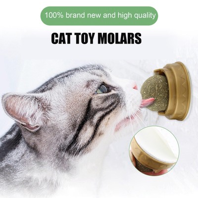 Natural Catnip Cat Wall Stick-on Ball Toy Treats Healthy Snack Grass U6E4