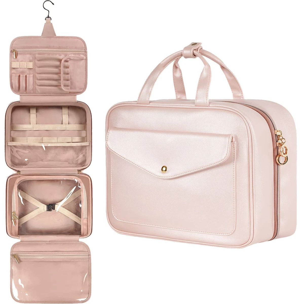 Synthetic Leather Makeup Bag Big Travel Tote Waterproof Cosmetic Bags Toiletries