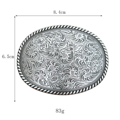 Silvery Western Cowboy Belt Buckle Antique Floral Engrave  display picture 1