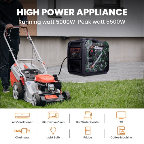 Portable Inverter Generator 5500W Max 5000 Watt Gas Electric Start w/ CO Alert - Picture 4 of 13