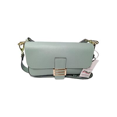DIVINA FIRENZE Made In Italy Leather Baquette Flap Over Shoulder Crossbody Bag