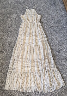 Riley & James Summer Sun Dress Tank Halter Cream Flowers Size Small NWOT