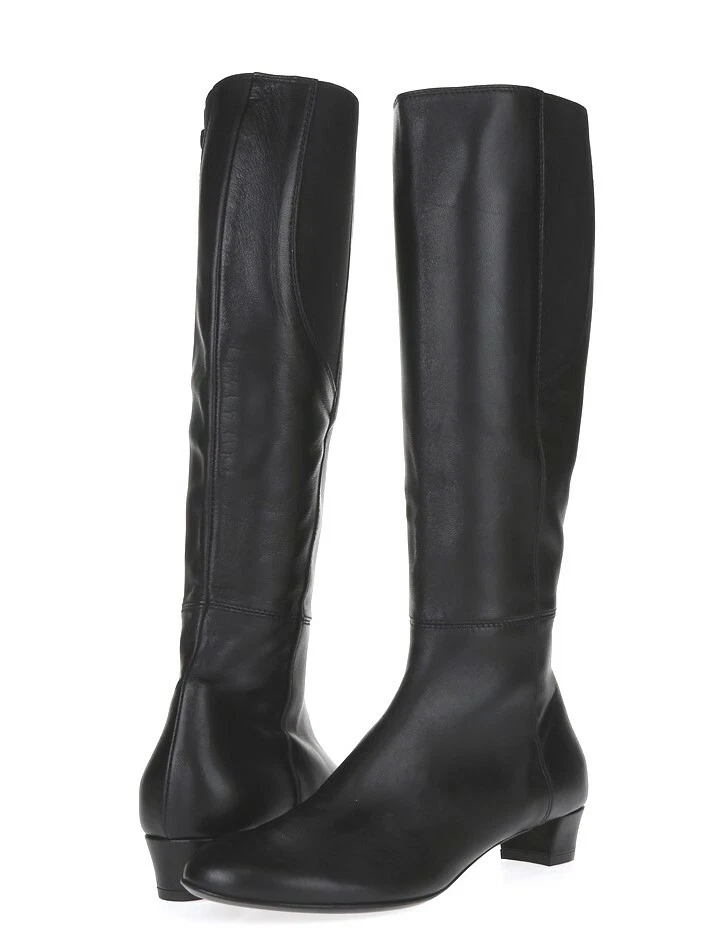 Womens Agl Black Leather Knee High Tall Side Zip Boots Shoes Size 38 M New! - Image 2 of 4