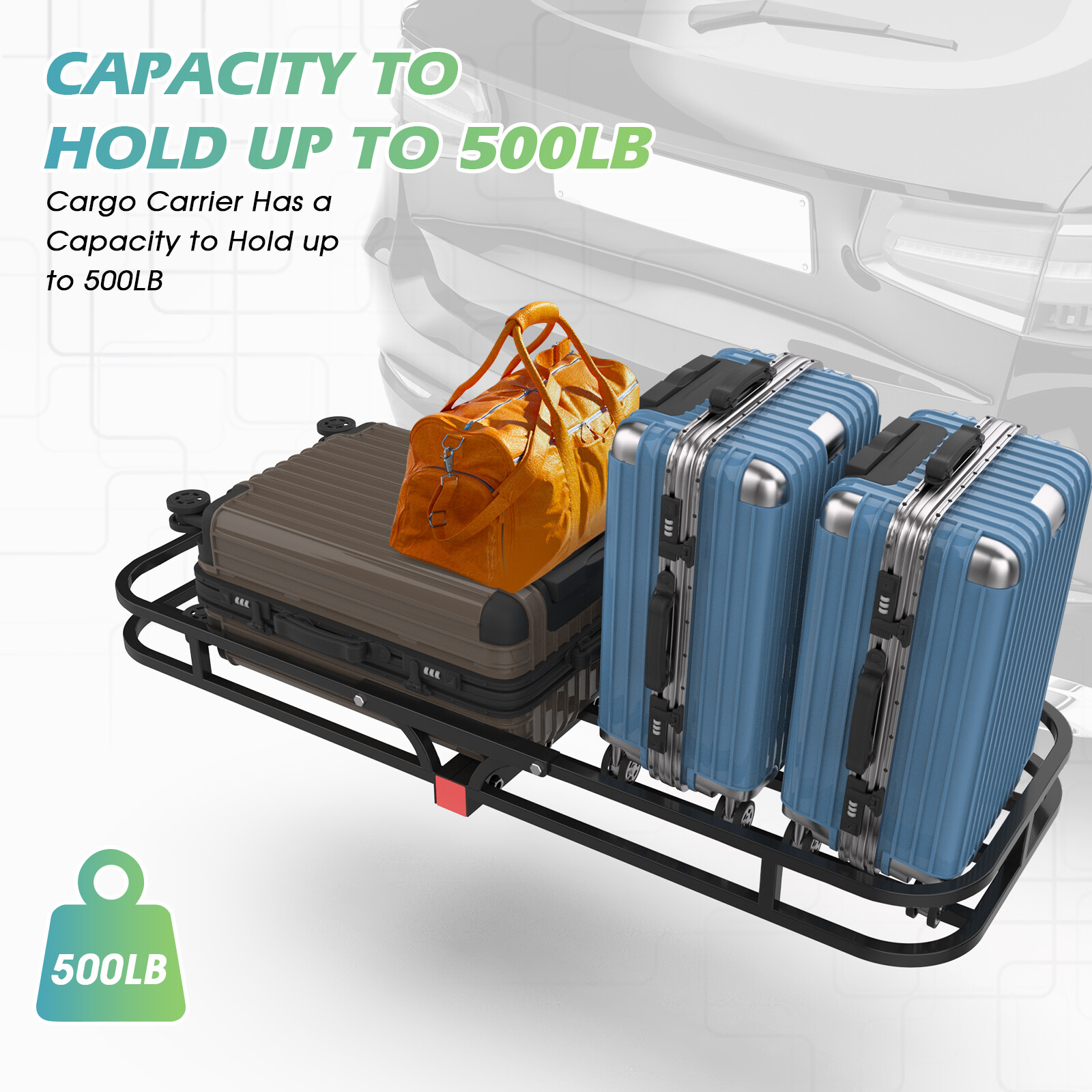 Cargo Carrier 500lbs/227kg Car Luggage Rack Hitch Mount Towbar Basket 2