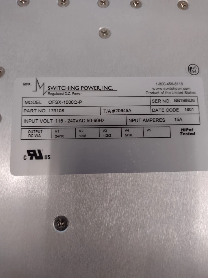 Fuente de alimentación conmutada OFSX-1000Q-P PN: 179108 1000 vatios 15A -ENVÍO RÁPIDO @32 Foto 3 de 4