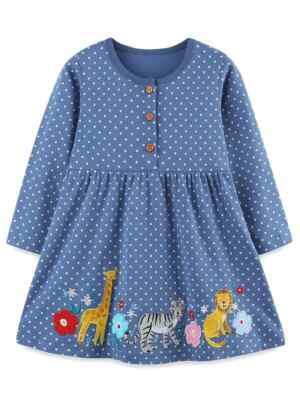 Mädchen Kleinkind Kleid Baumwolle Langarm Größe 98 bis 116