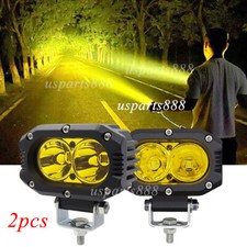 4 Amber Led Work Lights Bar Spot Cube Pods Off-road Fit Suv Atv Utv Truck Boat
