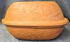 Vintage Gourmet-Topf USA Terra Cotta Baking Roaster Thanksgiving 8x12.5"