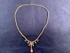 Vintage Rhinestone & Pink Stone Necklace Costume Jewelry