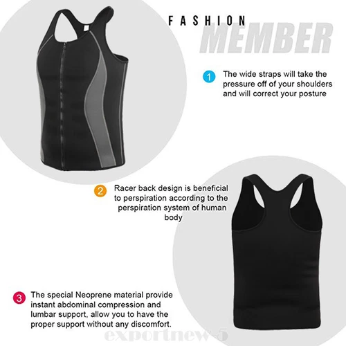 Neoprene Mens Sauna Sweat Vest Waist Trainer Gym Shirt Body Shaper Shapewear UK - Picture 11 of 37