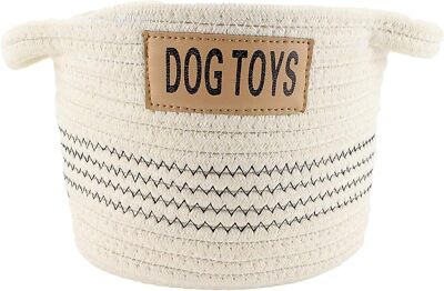 Midlee Dog Toy Rope Cotton Basket (Small) Small, White 