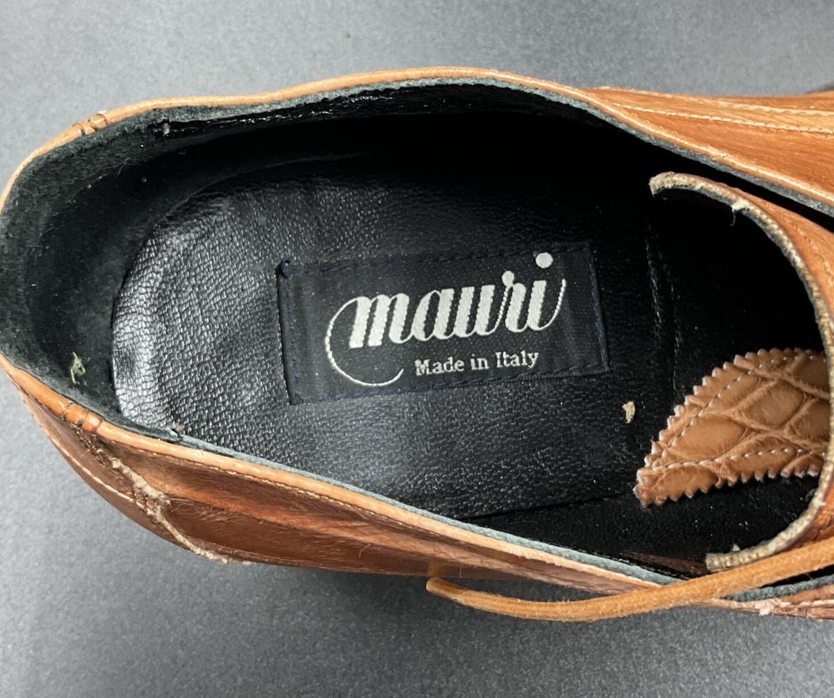 Rare Mauri Rare Alligator Made Italy Brand New Mauri 8900 Multi Toffee Spray Gold Alligator Casuals  main image 4
