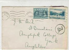 Greece 1939 Athen Cancel Airmail to England Royalty + Town Stamps Cover Rf 29946