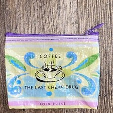 Blue Q Coin Pouch Purse Recycled Eco Friendly Retro Travel Wallet Pouchette Bag