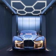 Hexagon Garage Lights,192W 21000LM,5 Grids Garage Hexagon Led Lights,7000K Ho...