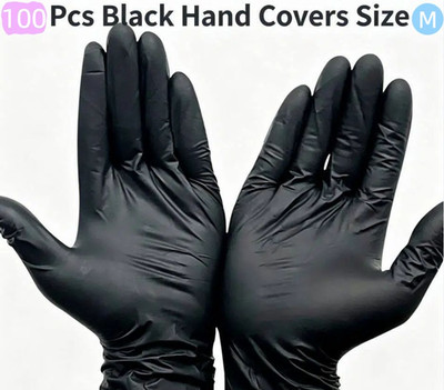 100-count Disposable black gloves, 0.1mm thick, for daily protection, size M.