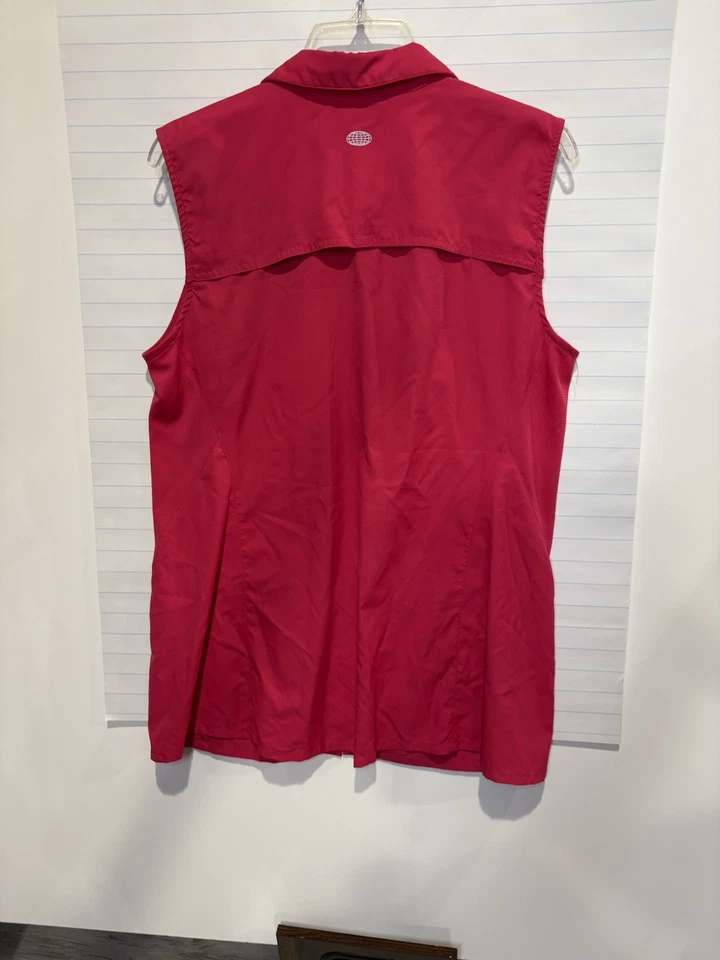 Túnica polo de pesca Reel Legends Performance rosa água livre sem mangas grande - Imagem 2 de 3