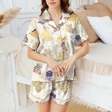 Belle Princess Coquette Mirror Beauty And The Beast Satin Pajamas Short Set