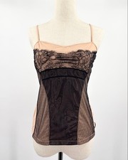 CHRISTIAN DIOR Cotton Tank Top Pink Lace Vintage Luxury Designer