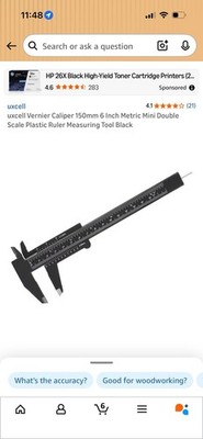 uxcell Vernier Caliper 150mm 6 Inch Metric Double Scale Plastic Black