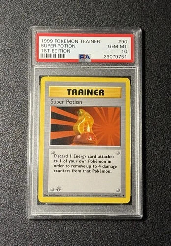 1999 Pokémon 1st Edition Shadowless Base Set Super Potion 90/102 PSA 10 Gem Mint
