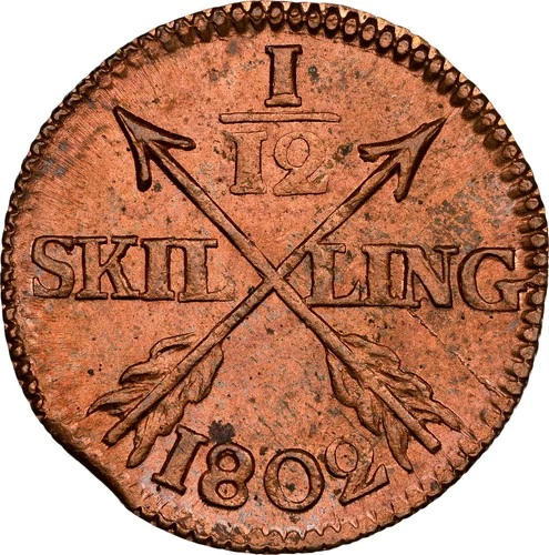 Sweden - 1802 - 1/12 Skilling - NGC MS65 RB
