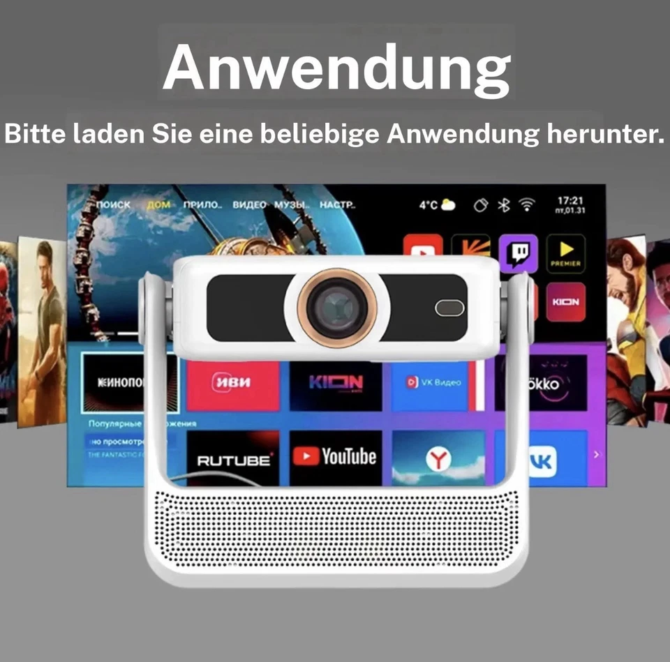 XBJ Smart-Touchscreen-Projektor Unterstützt 4K 400 ANSI-Lumen mit Autofokus HDMI - Bild 3 von 4