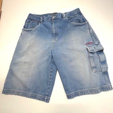Vintage FUBU The Collection Denim Cargo Shorts   Size 38   Light Wash Y2K