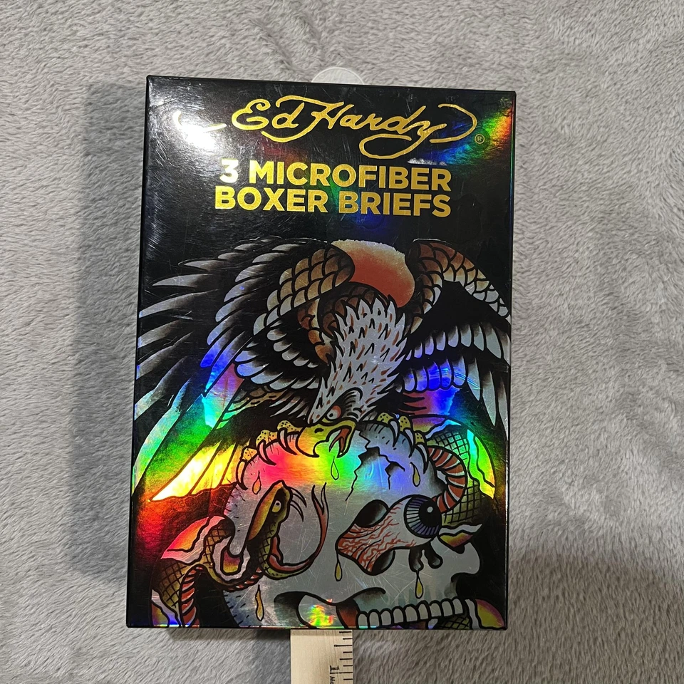 Paquete de 3 calzoncillos boxer Ed Hardy para hombre grandes negros camuflados de microfibra ropa interior para tatuajes Foto 4 de 4