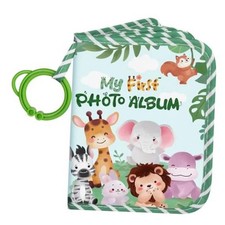 My First Soft Cloth Family Photo Book Holds 17 4x6 Pictures, Baby Animal-Green