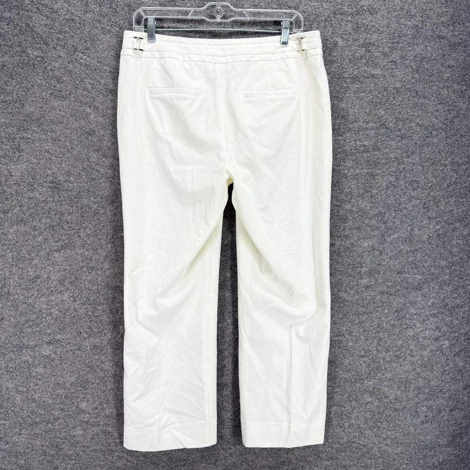 Pantalones de vestir Sharagano para mujer 10 blancos tiro alto plisados rectos forrados bolsillos Foto 2 de 4