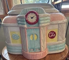 Vintage Cafe Cookie Jar And Coca Cola Metal Straw Holder