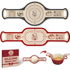 Silicone Bread Sling for Dutch 22.8"L x 8.4"W, 2‑Pack | Red Oval + Gray Round